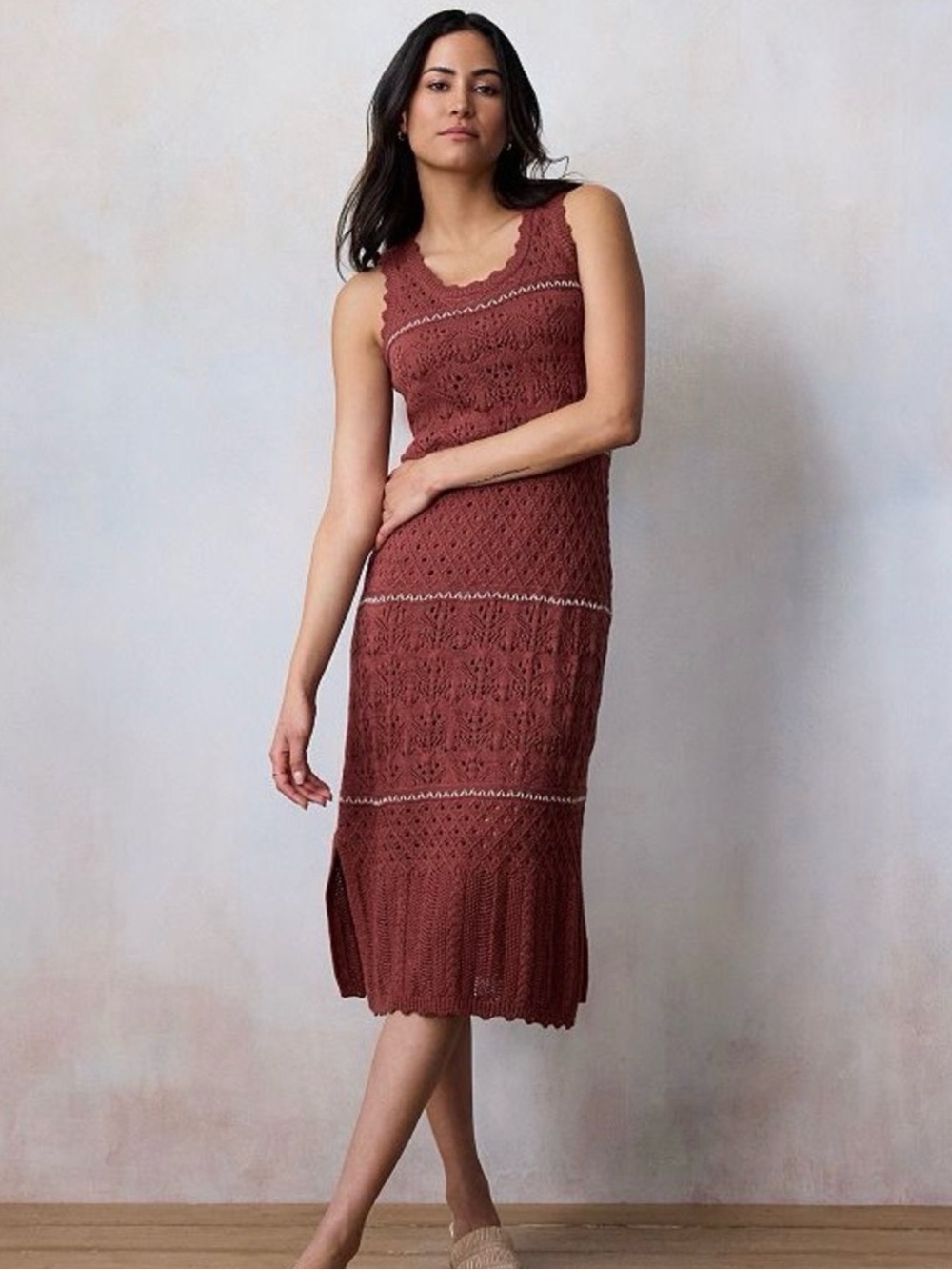 LC Lauren Conrad Rust Knit Midi Dress